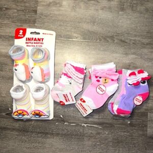 Girls Baby Infant Booties And Socks. 20 Count Pink Purple, Pastel Colors…‎